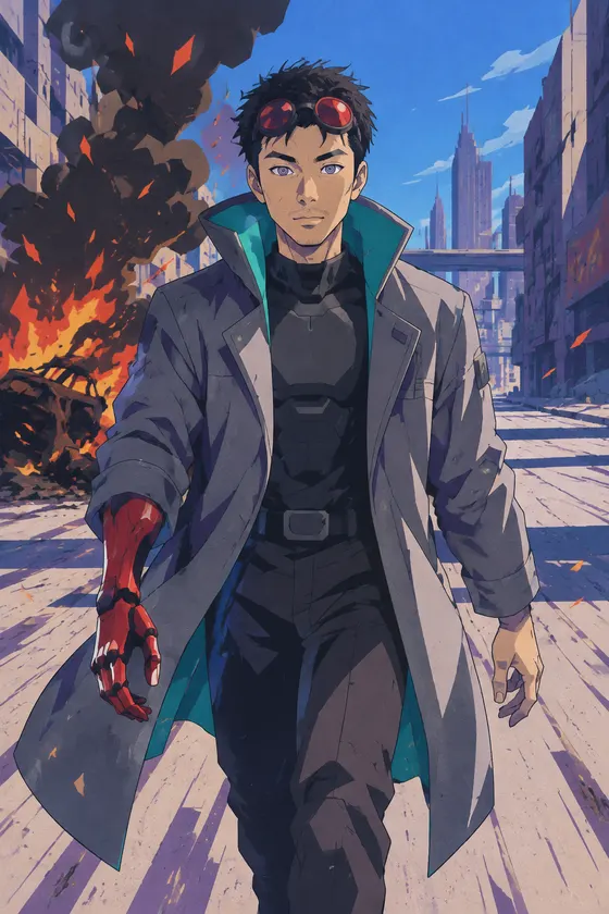 Burned-Out Legend style, action image