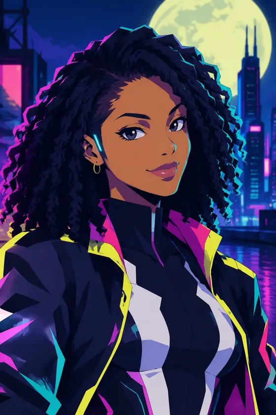 Moonlit Netrunner style, portrait image