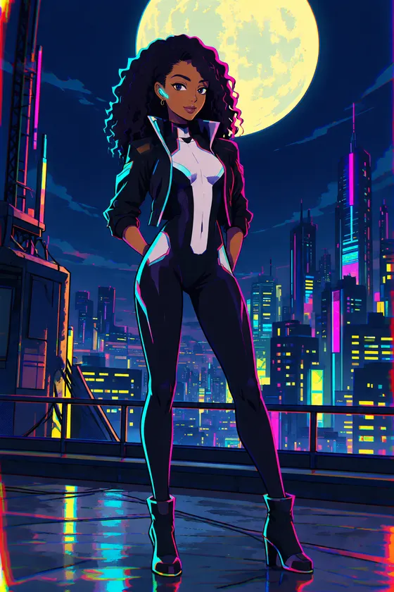 Moonlit Netrunner style, street image